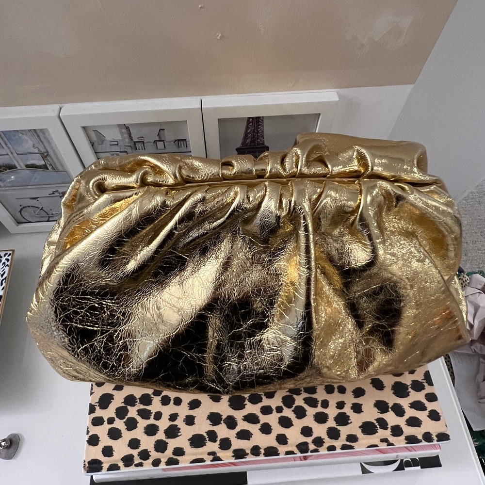 Gold handmade leather pouch